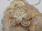Vintage Romantic 925 Spun Silver Flower Pendant Necklace & Ribbon Bow Ring 12g image number 3