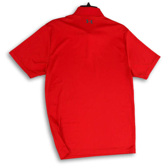 Mens Red Spread Collar Short Sleeve Golf Polo Shirt Size Small image number 2