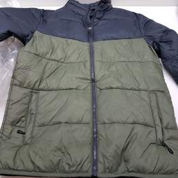 Men's gray and green winter puffer zip jacket S alternative image