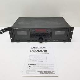 Tascam 202 MK III Double Auto Reverse Cassette Deck with Manual