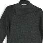 Womens Black Stretch Long Sleeve Collared Knee Length Sweater Dress Size L image number 4