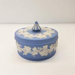 Wedgwood  Vintage Blue Jasperware Round  Trinket Box