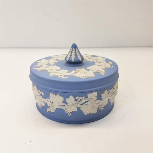 Wedgwood  Vintage Blue Jasperware Round  Trinket Box image number 1