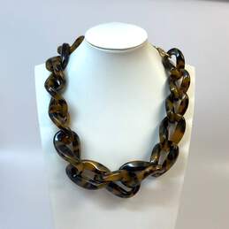 Designer J. Crew Gold-Tone Tortoise Ring Clasp Chunky Link Chain Necklace