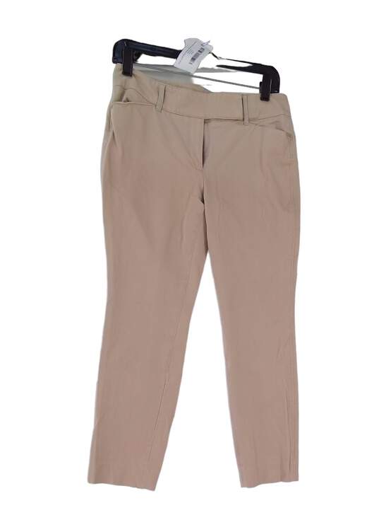Womens Khaki Flat Front Pockets Tapered Leg Cropped Pants Size 4 image number 1