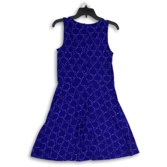 APT.9 Womens Blue Geometric Round Neck Sleeveless Fit & Flare Dress Size Small image number 2
