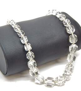 Vintage Silvertone Faceted Clear Quartz Graduated Beaded Necklace 33.6g