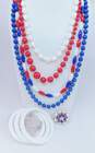 VNTG Red White Blue Americana Beaded Jewelry Lot image number 1