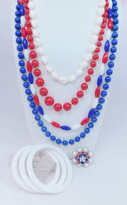 VNTG Red White Blue Americana Beaded Jewelry Lot