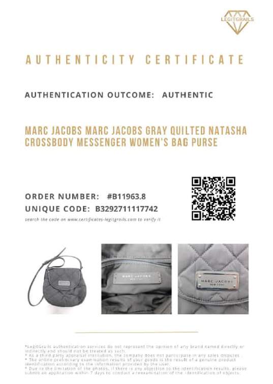 Marc Jacobs Gray Quilted Natasha Crossbody Messenger Women's Bag Purse with COA image number 15
