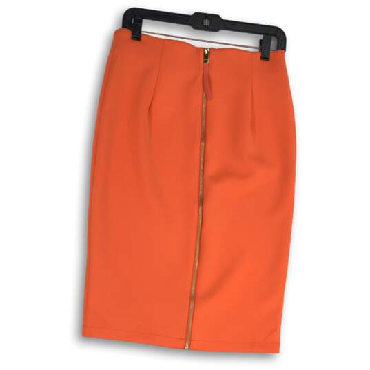NWT Catherine Malandrino Womens Orange Back Zip Straight & Pencil Skirt Size 6 image number 2