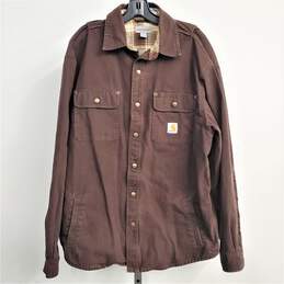 Carhartt Weathered Canvas Flannel Lined Shirt Jacket Frontier Brown - Men's Size M