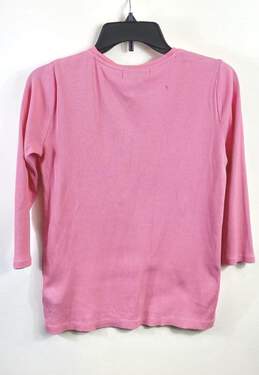 Lauren Ralph Lauren Women Pink Ribbed Quarter Button Up Knit Top M alternative image