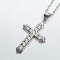 NG CRG 14K White Gold Cubic Zirconia Cross Pendant Necklace 4.5g image number 3