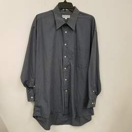 Mens Gray Cotton Long Sleeve Collared Formal Dress Shirt Size 17 32/33