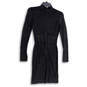 Womens Black Sheer Beaded Long Sleeve Mock Neck Back Zip Sheath Dress Sz S image number 4