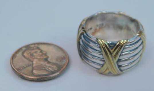 Peter Thomas Roth Sterling Silver & Gold Plate X Stacked Ring 12.5g image number 3