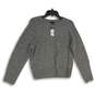 NWT Express Womens Gray Knitted Round Neck Long Sleeve Pullover Sweater Size S image number 1