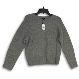 NWT Express Womens Gray Knitted Round Neck Long Sleeve Pullover Sweater Size S