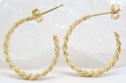 14K Yellow Gold Braided Hoop Earrings 3.0g alternative image