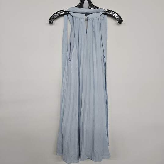 Light Blue Pleated Halter Neck Dress With Sash image number 2