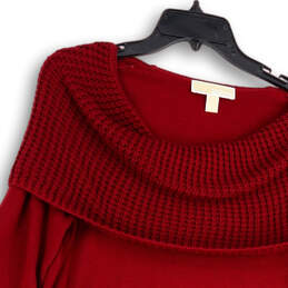 Womens Red Knitted Off The Shoulder Long Sleeve Pullover Sweater Size L