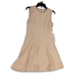 NWT Womens Pink Round Neck Sleeveless Back Zip A-Line Dress Size 6 P
