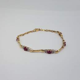 10k Gold Diamond Ruby Bracelet 3.6g