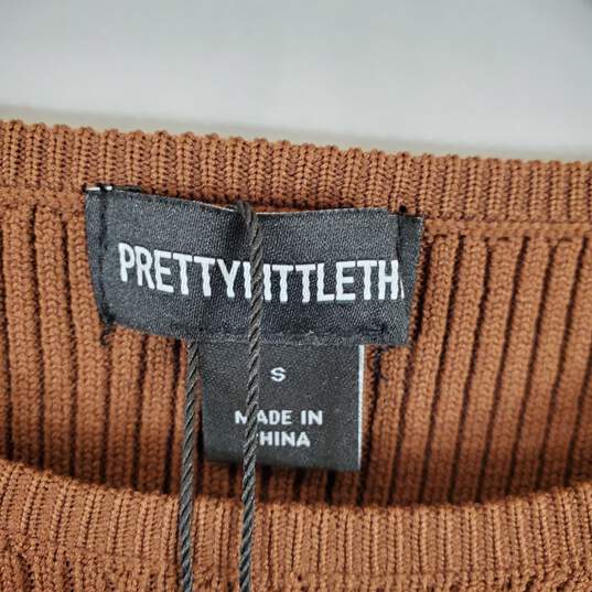 Pretty Little Thing Women Brown Knitted Dress S NWT image number 3