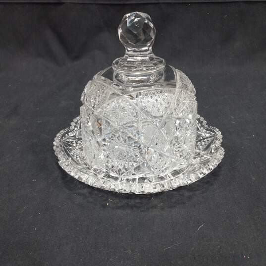 Vintage Crystal Serving Dish With Matching Lid image number 1