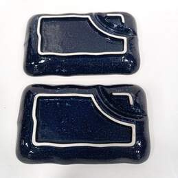 2PC Japanese Sushi Colbal Blue Ceramic Plate Bundle alternative image