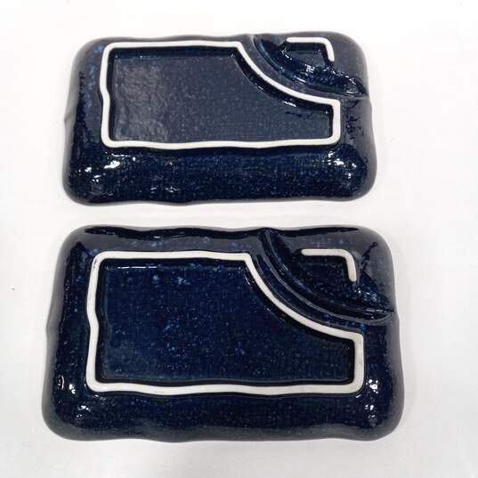 2PC Japanese Sushi Colbal Blue Ceramic Plate Bundle image number 2