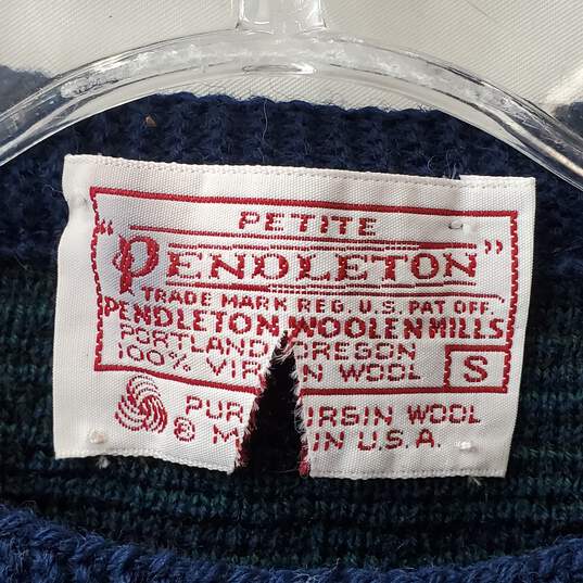 Vintage Pendleton Wool Tartan Plaid Sweater Vest Blue & Green Size S image number 2