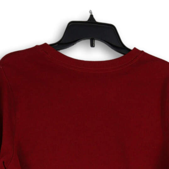 Womens Red Crew Neck Long Sleeve Pullover Sweatshirt Size Medium image number 4