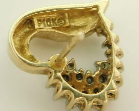 10K Yellow Gold 0.44 CTTW Diamond Ribbon Heart Post Earrings 2.6g image number 8