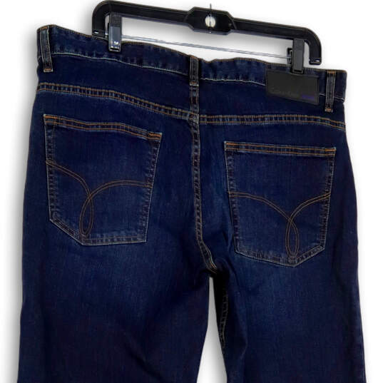 NWT Womens Blue Dark Wash Pockets Stretch Denim Straight Leg Jeans Sz 36/32 image number 1