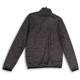 Mens Gray Black Striped 1/4 Zip Long Sleeve Pocket Athletic T-Shirt Size M alternative image