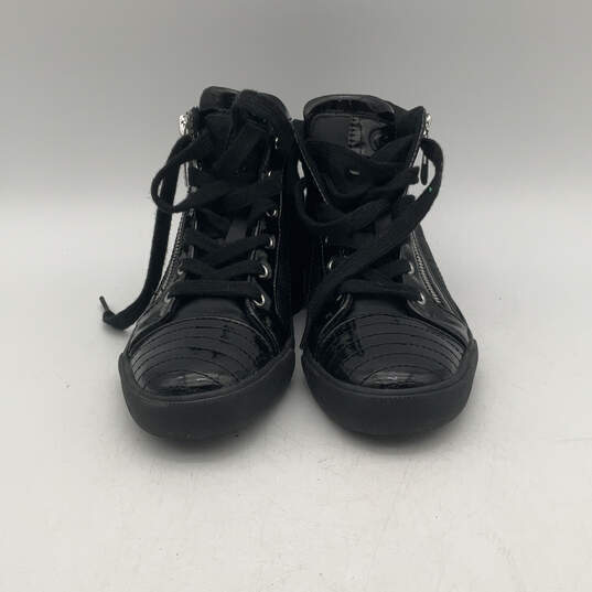 Womens Gorily Black Leather Side Zip Lace Up Sneaker Shoes Size 6.5 image number 1