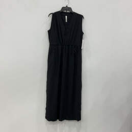 NWT Womens Black V-Neck Sleeveless Regular Fit Maxi Dress Size Small