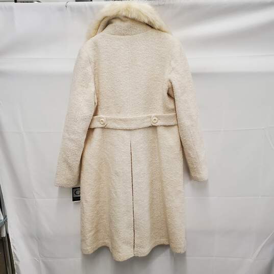NWT Gallery WM's Ivory Cream Wool Blend with Faux Fur Coat Size M image number 2