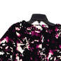 Womens Black Purple Abstract Round Neck Long Sleeve Back Zip Shift Dress Size 8 image number 3