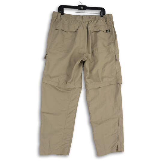 Mens Beige Flat Front Straight Leg Cargo Pockets Hiking Pants Size Large image number 2