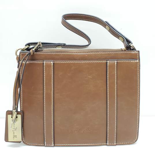 Simply Noelle Brown Leather Satchel Crossbody Bag image number 2