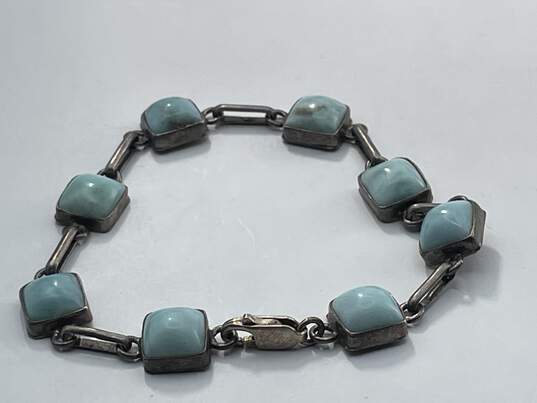 Buy the Womens Silver Tone Square Turquoise Bracelet & Earrings Jewelry ...