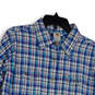 Womens Blue Purple Plaid Long Sleeve Pockets Button-Up Shirt Size L 12-14 image number 3