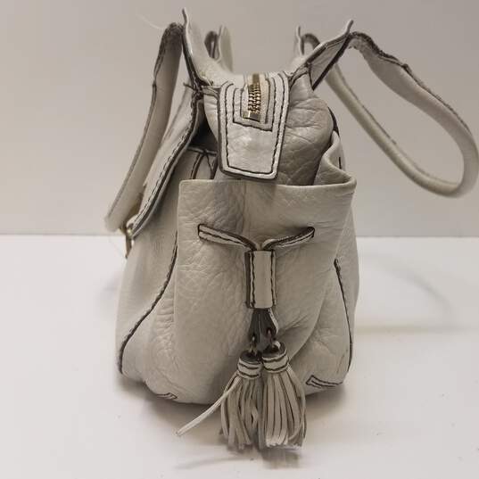 Cole Haan White Leather Drawstring Satchel Bag image number 5