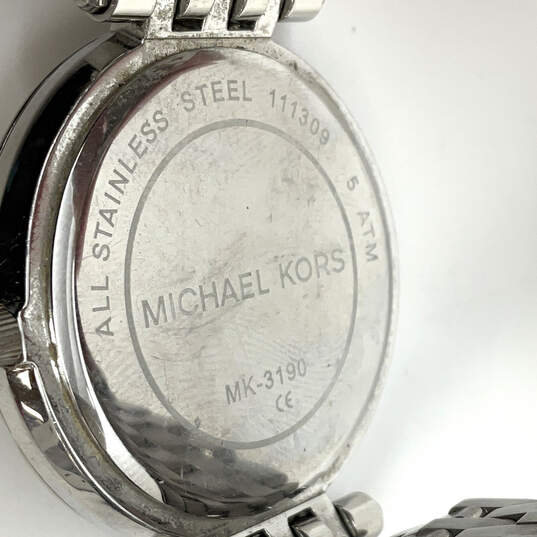 Designer Michael Kors MK-3190 Silver-Tone Round Dial Analog Wristwatch image number 3