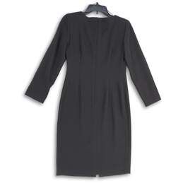 Talbots Womens Black Round Neck Long Sleeve Back Zip Sheath Dress Size 2P alternative image