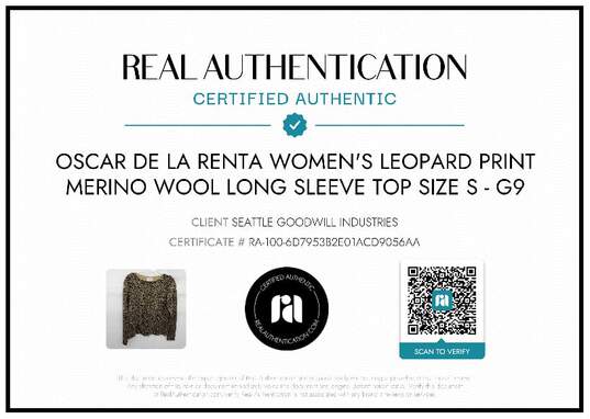 Oscar De LA Renta Women's Leopard Print Merino Wool Long Sleeve Top Size S image number 6