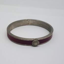 Authentic COACH Silver Tone Enamel Hinge Bangle Bracelet w/COA 36.2g